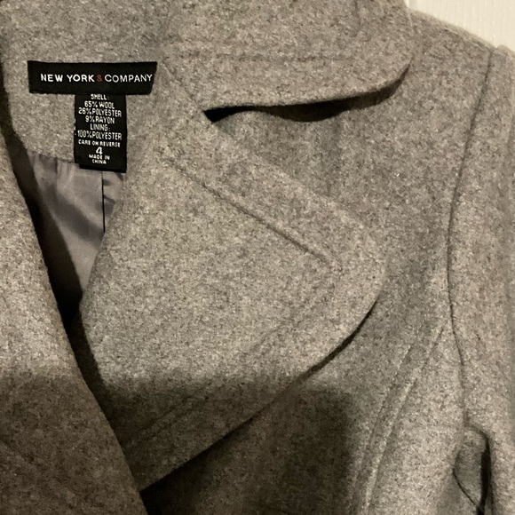 BLACK FRIDAY 2025 NY&Co. Grey Coat New York & Co. Wool-Blend Pea Coat Gray - Picture 2 of 12